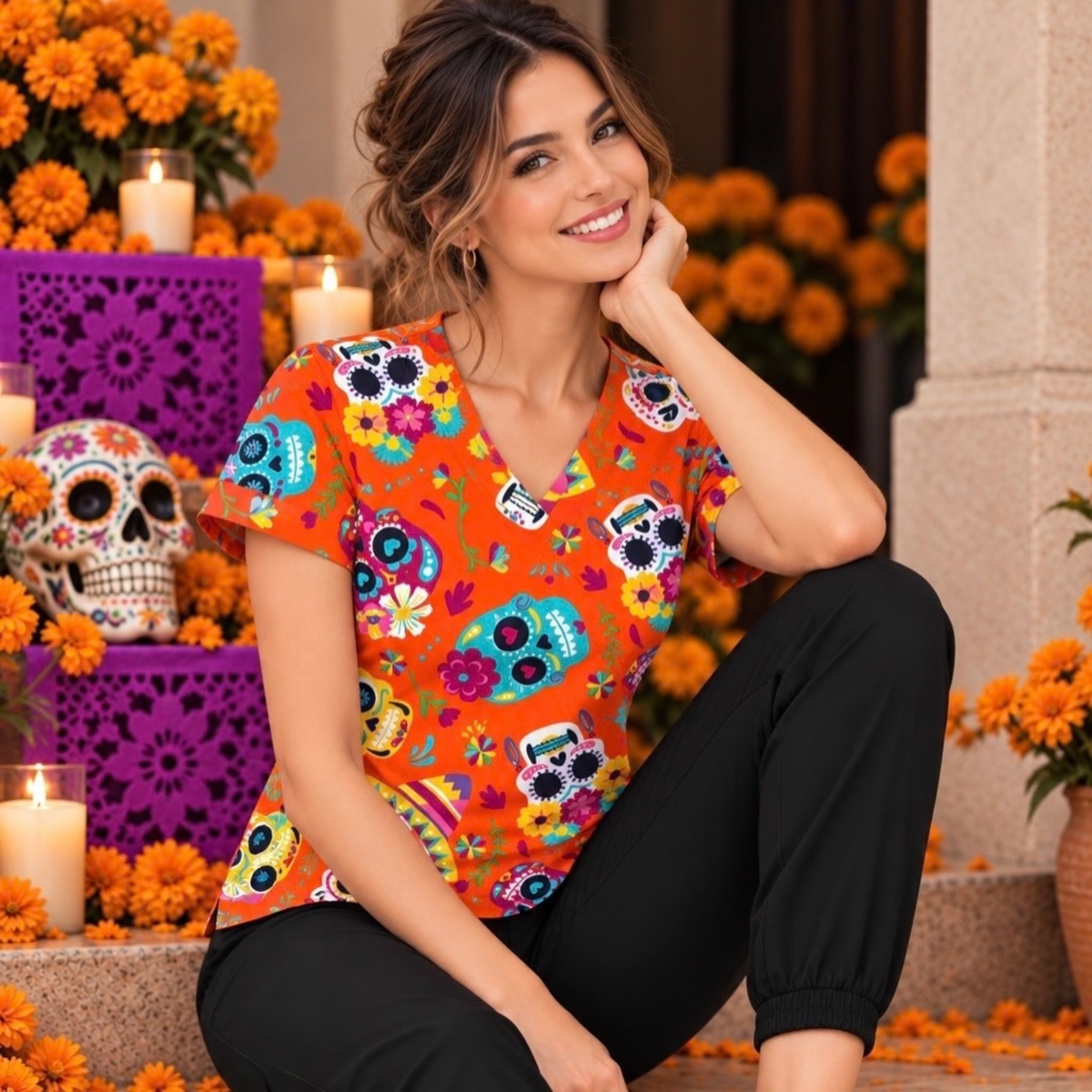 SCRUB DIA DE MUERTOS- NARANJA