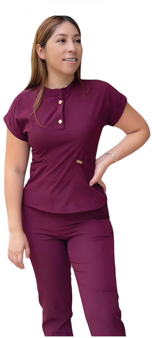 Scrub Vino Elegancia (Modelo María)